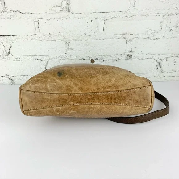 Frye Melissa Small Tote Crossbody Two Tone Brown Leather Purse Bag - Picture 14 of 15